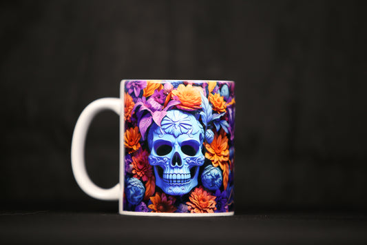 11 oz floral skull coffee mug