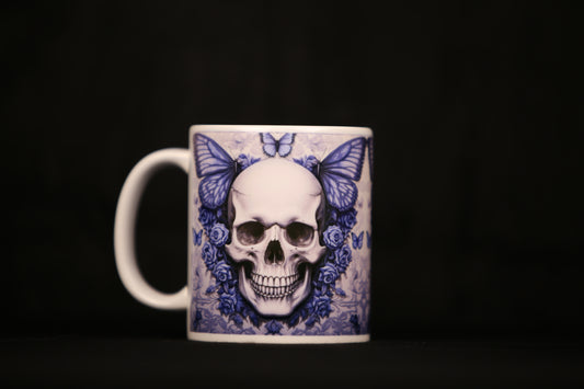 11 oz butterfly skull coffee mug